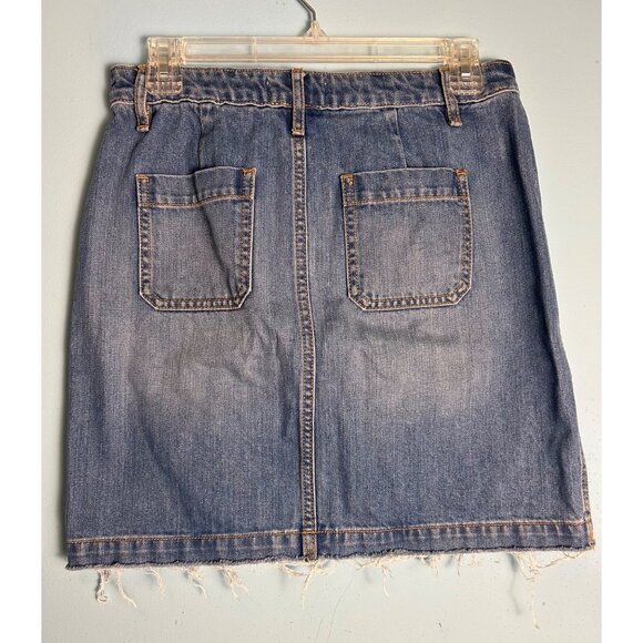 Ann Taylor Loft Denim Button-Front Mini Skirt Women’s 4P Frayed Retro Y2K Grunge - Picture 5 of 8